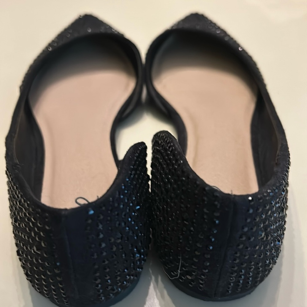 Black rhinestones flat shoes 7 1/2